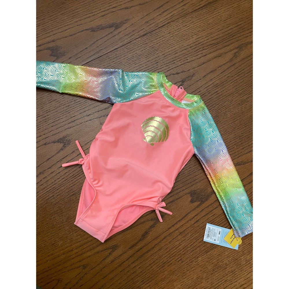 NWT Cat & Jack Seashell Rashguard Swimsuit Size 18m - Picture 2 of 8